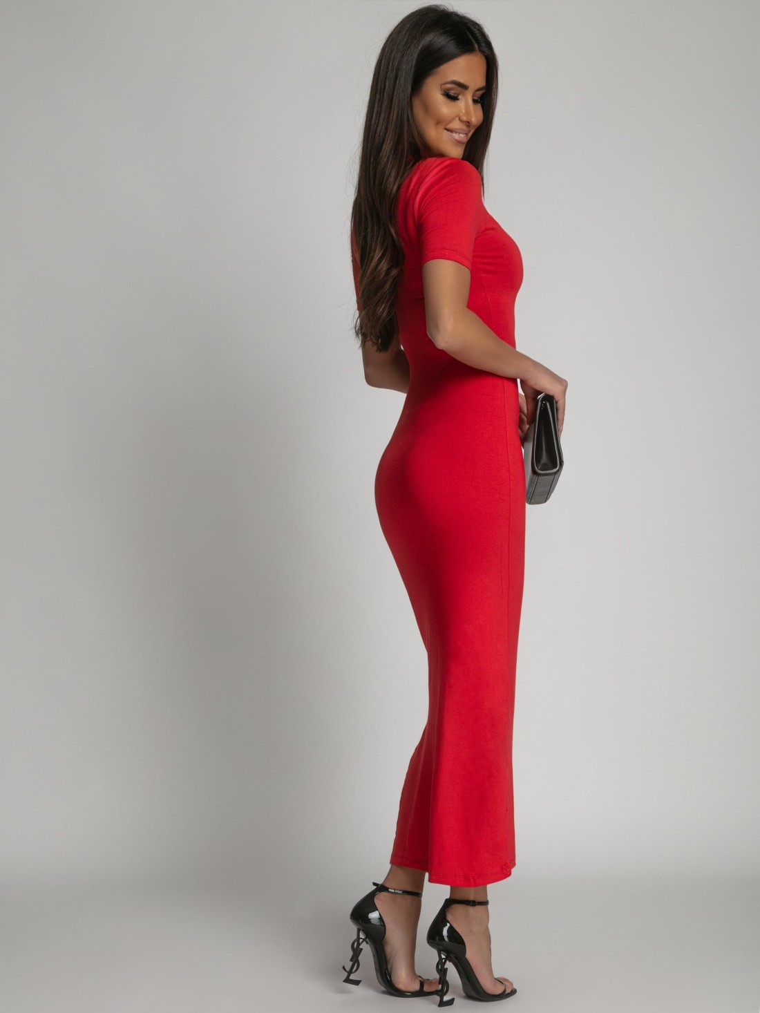 Red turtleneck midi pencil dress FG674 - Online store - Boutique